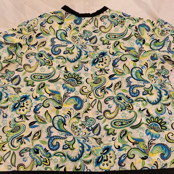 Womens size 22 Paisley Print Blouse with Black Trim - Picture 7 of 10